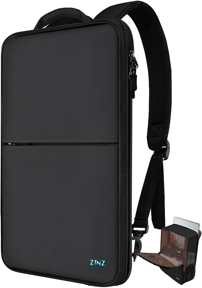ZINZ Slim Expandable Laptop Backpack 17 inch Travel Business Backpack Water Resistant Daypack Bookpack for Most 17 inch NoteBooks,Black