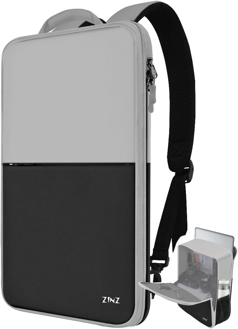 ZINZ Slim Expandable Laptop Backpack 17 inch Travel Business Backpack Water Resistant Daypack Bookpack for Most 17 inch NoteBooks,Black