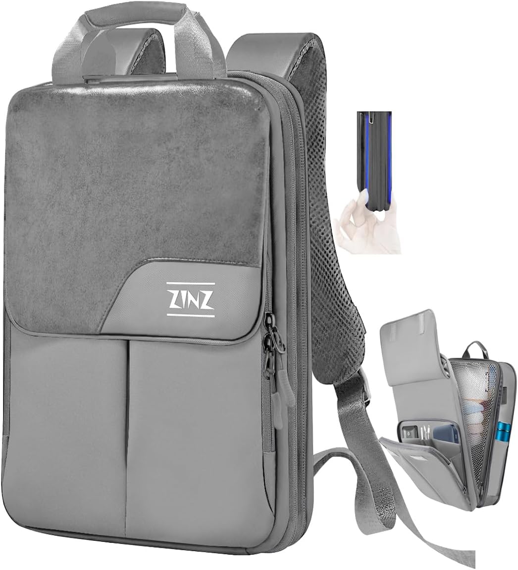 ZINZ Buy 1 Get 1 Free Slim & Expandable Laptop Backpack 15.6 16 17 inch Travel Business Backpack With Shoulder Bag Rainproof Day pack for Men and Women,Black