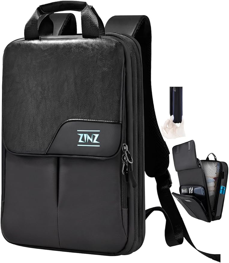 ZINZ Buy 1 Get 1 Free Slim & Expandable Laptop Backpack 15.6 16 17 inch Travel Business Backpack With Shoulder Bag Rainproof Day pack for Men and Women,Black