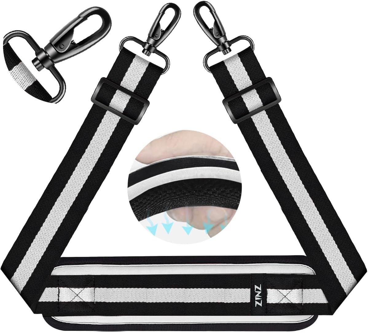 ZINZ 75" Shoulder Strap with Fixed Pad and Dual Balanced Buckles