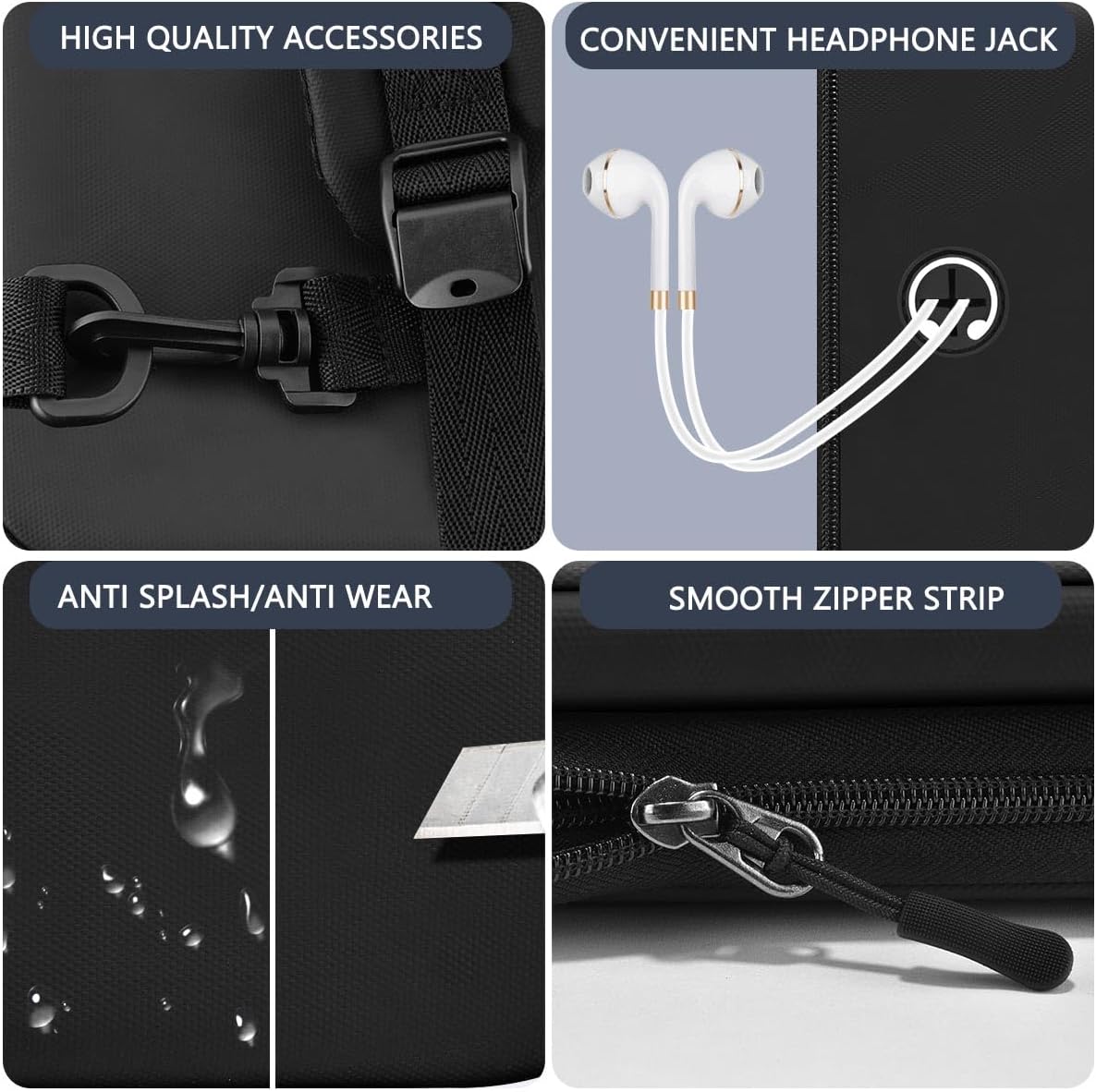 ZINZ Slim Expandable Laptop Backpack 17 inch Travel Business Backpack Water Resistant Daypack Bookpack for Most 17 inch NoteBooks,Black