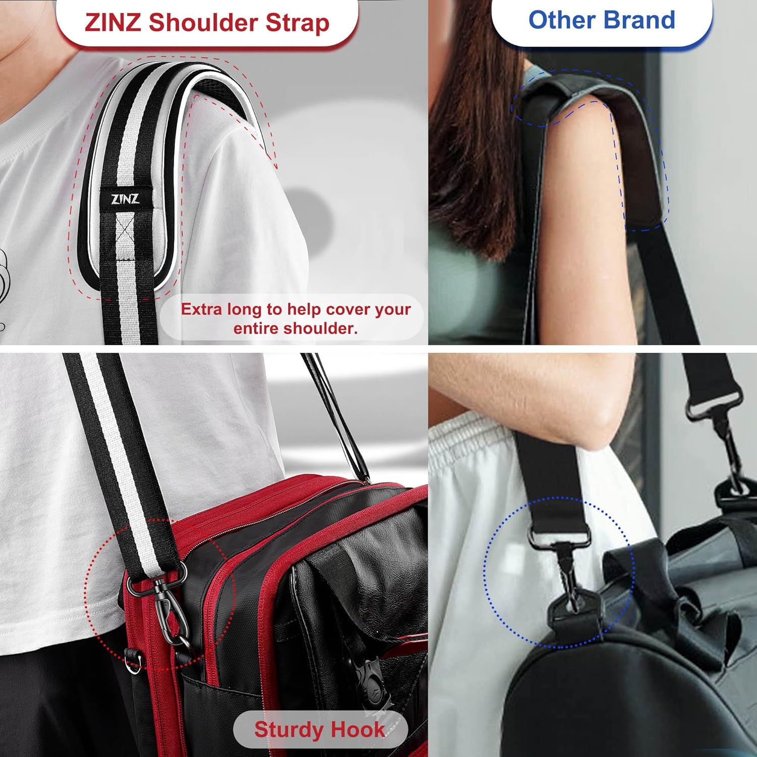 ZINZ 75" Shoulder Strap with Fixed Pad and Dual Balanced Buckles