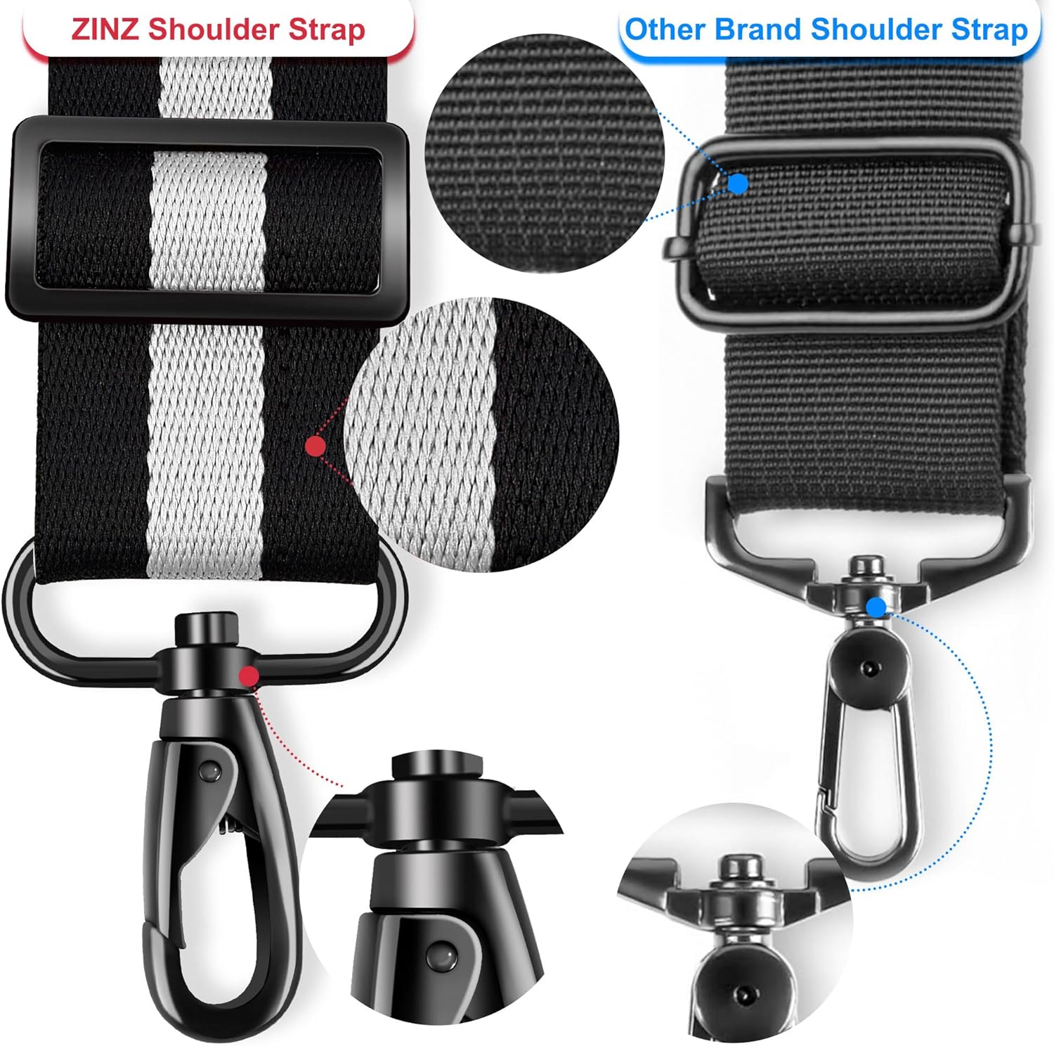 ZINZ 75" Shoulder Strap with Fixed Pad and Dual Balanced Buckles