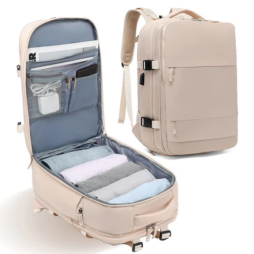 Women Travel Backpack Teenage girl USB charging Business Laptop Backpack With shoe bag 16.5 inch Waterproof School Backpack