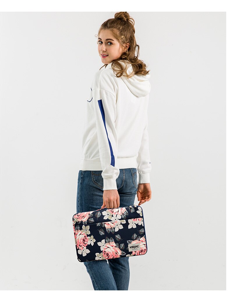 Pink Rose Laptop Sleeve Lady Bag Case For MacBook Air Pro 13.3 Briefcase