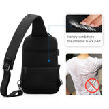 Sling Crossbody Bag Fits 12inch iPad Shoulder Messenger Bags Male Waterproof USB Recharging Sling bag
