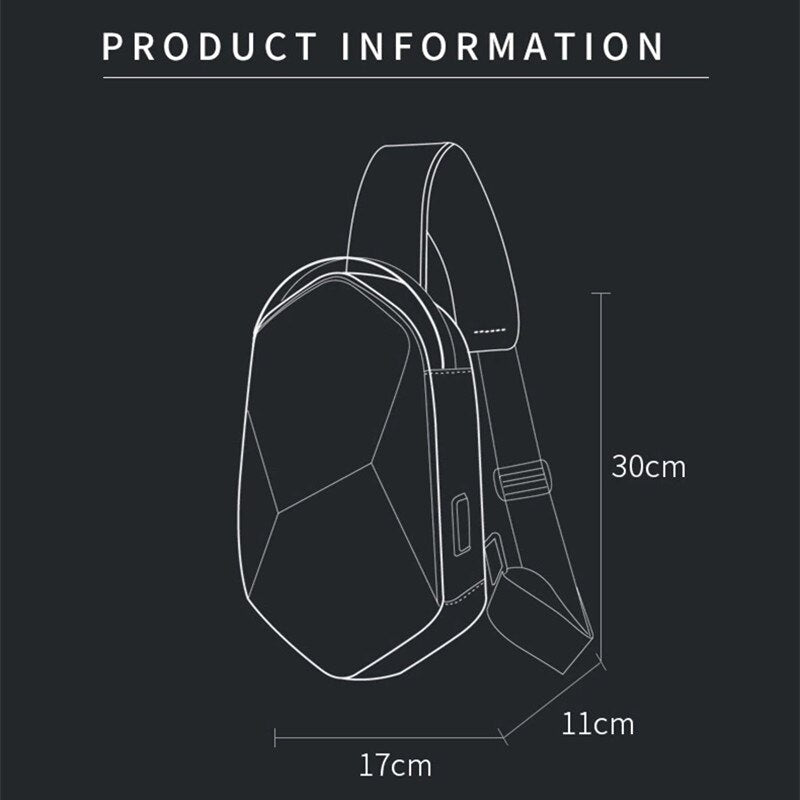 Hard Shell Sling Bag Crossbody Bag Travel Bag Waterproof Short Trip Chest Bag Pack for Men