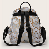 Small Backpack with Water Bottle Pocket Printing Marble Waterproof Small Backpack for School