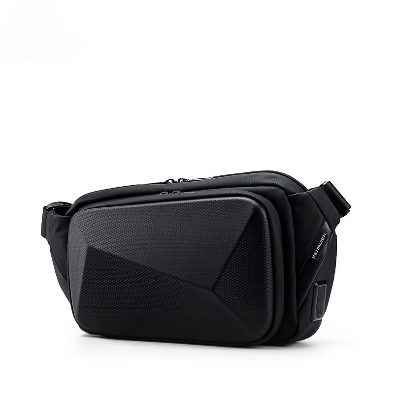 Hard Shell Sling Crossbody Bags USB Charging Shoulder Bags for Men Anti-Theft Waterproof Short Trip Chest Bag