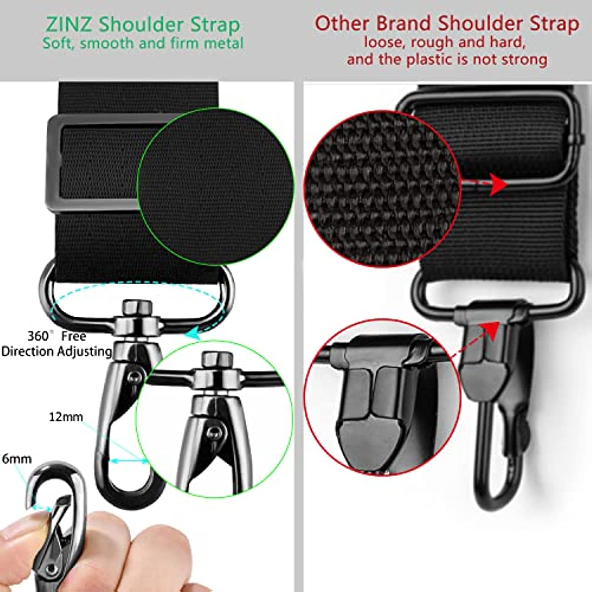 Shoulder Strap 78" Universal Handbag Strap with Ultra-thick Fixed Padded and Dual Balanced Adjustable Buckles Shoulder Crossbody Strap for Briefcase Messenger Bag Laptop bag Luggage