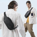 Sling Crossbody Bag for Men Large Capacity Chest Bag TPU Materials Waterproof Black&Gray