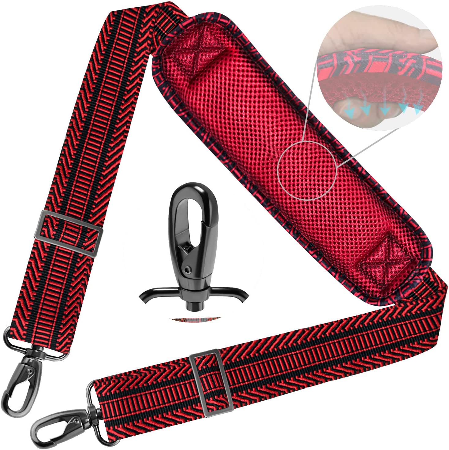 Shoulder Strap 78" Universal Handbag Strap with Ultra-thick Fixed Padded and Dual Balanced Adjustable Buckles Shoulder Crossbody Strap for Briefcase Messenger Bag Laptop bag Luggage