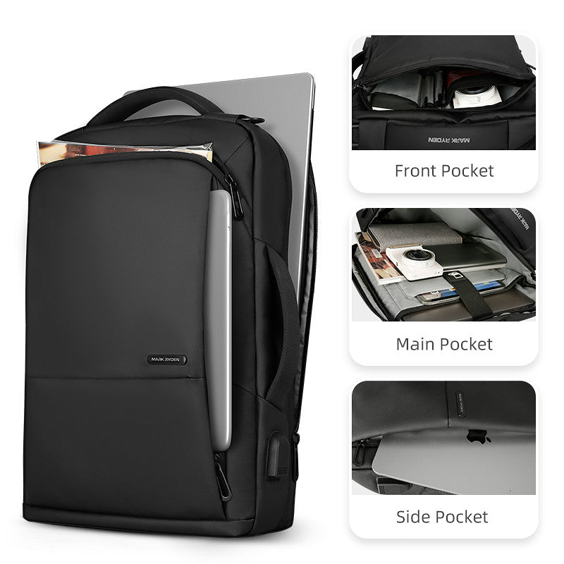 Convertible Backpack with Carry Handles Expandable 39L Carry-on Backpack Waterproof USB Charging Port