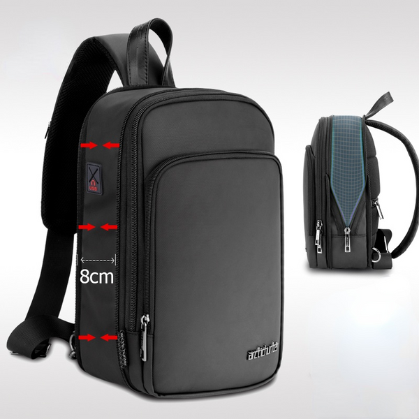 Sling Bags Hard Shell Crossbody Bag Chest Bag USB 3.0 Charging Waterproof  Bag – zinmark