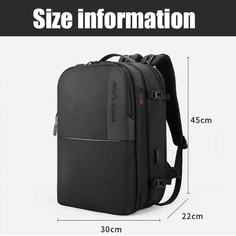 Men's Travel Backpack 37L USB Charging Port Recharging Multi-layer Space Travel Bag