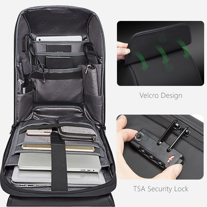 Fashion School Backpack for Men USB Charging Backpack Men Laptop Backpacks Water Repellent