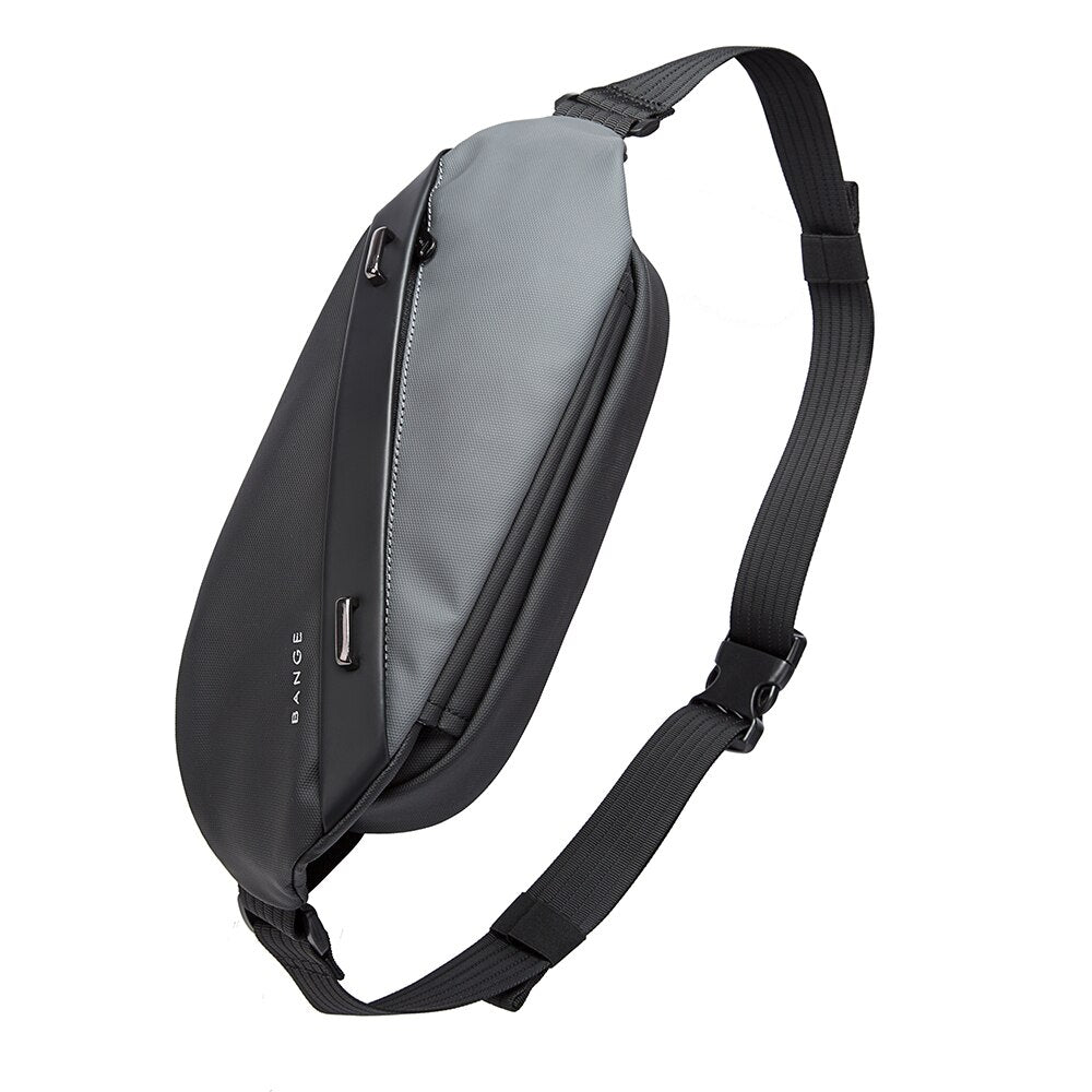 Sling Crossbody Bag for Men Large Capacity Chest Bag TPU Materials Waterproof Black&Gray