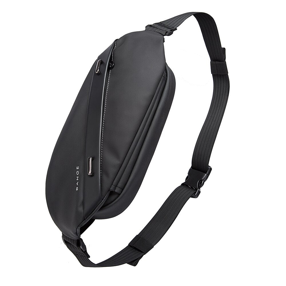 Sling Crossbody Bag for Men Large Capacity Chest Bag TPU Materials Waterproof Black&Gray