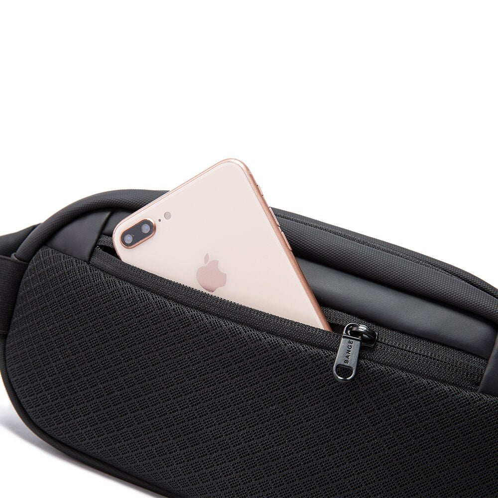 Sling Crossbody Bag for Men Large Capacity Chest Bag TPU Materials Waterproof Black&Gray