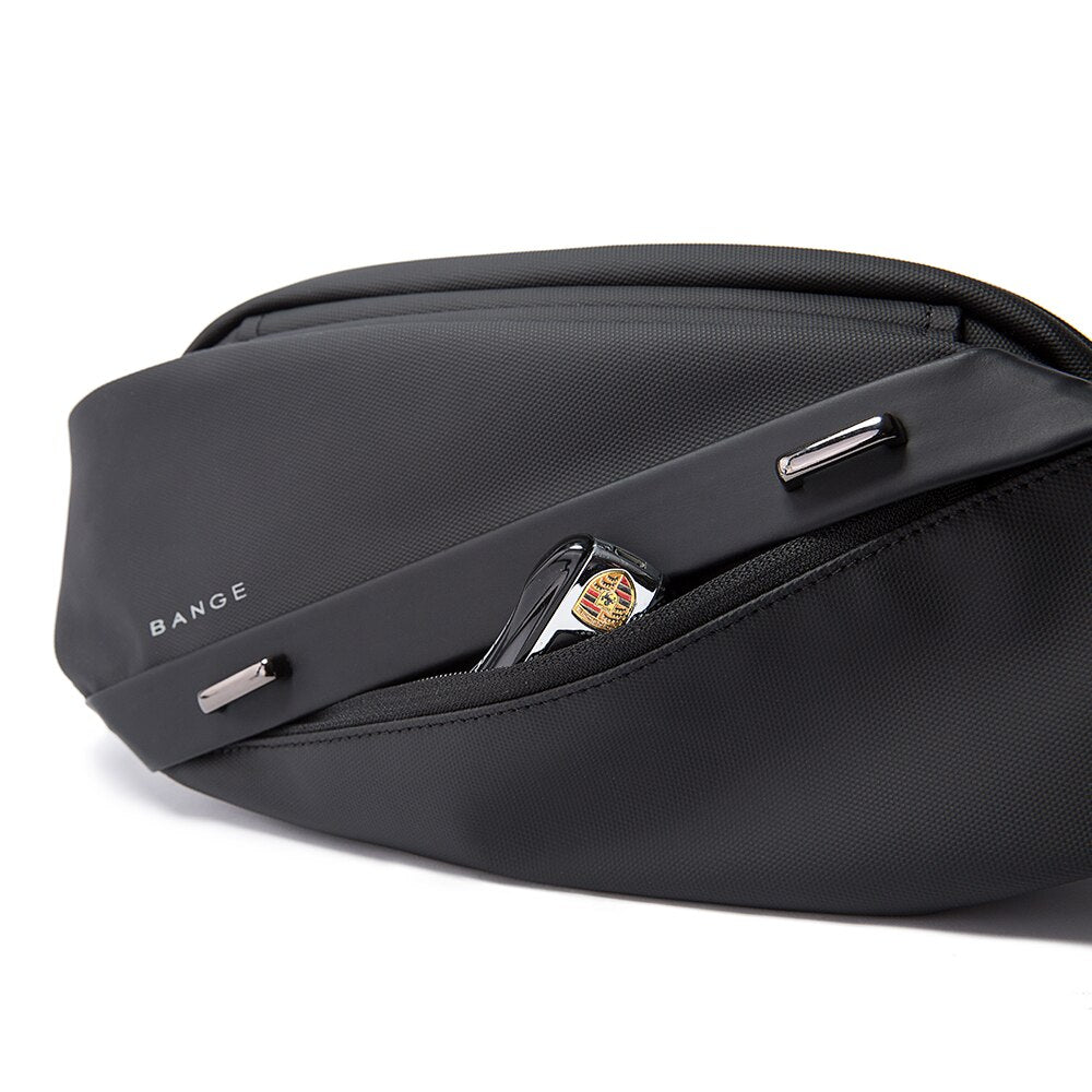 Sling Crossbody Bag for Men Large Capacity Chest Bag TPU Materials Waterproof Black&Gray