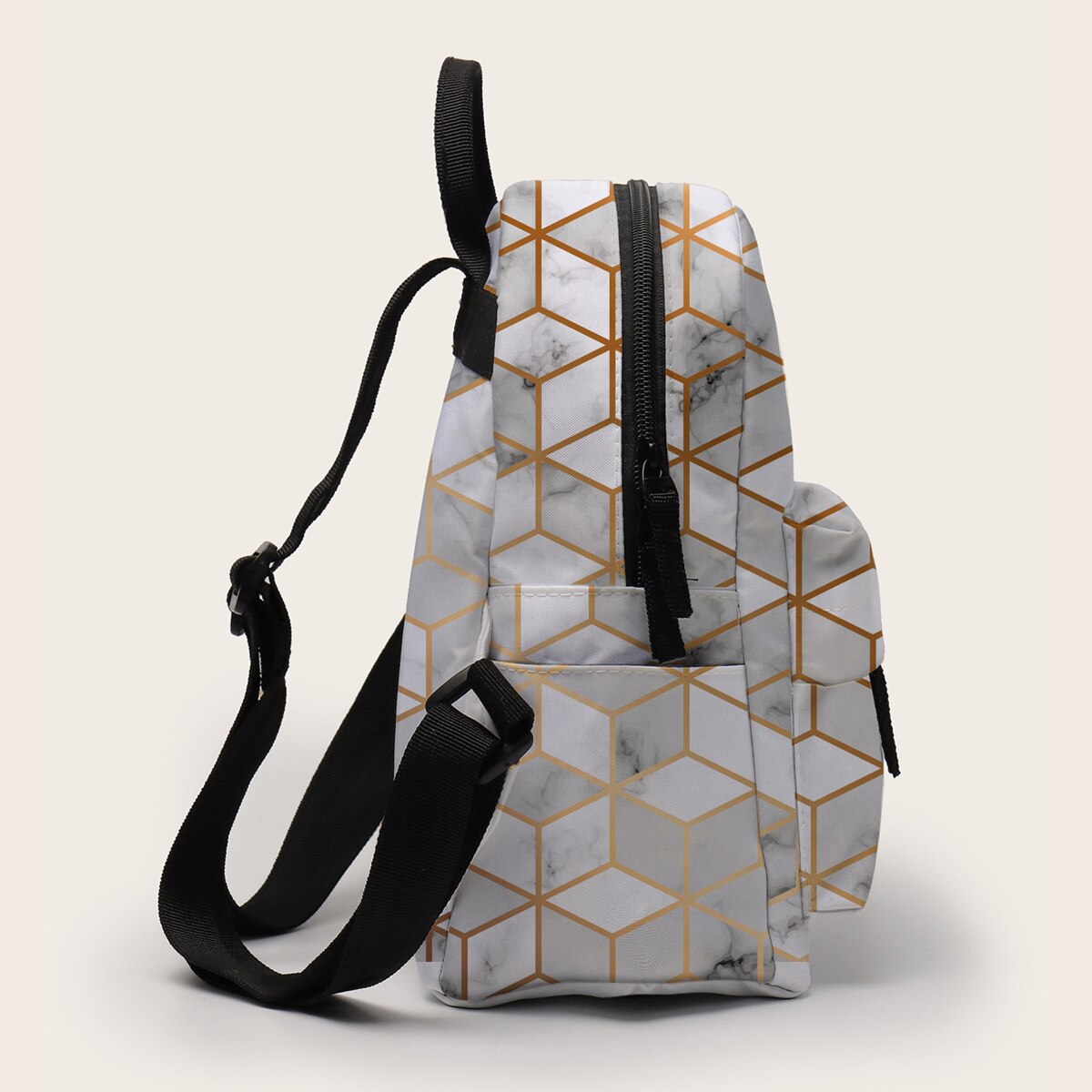 Small Backpack with Water Bottle Pocket Printing Marble Waterproof Small Backpack for School