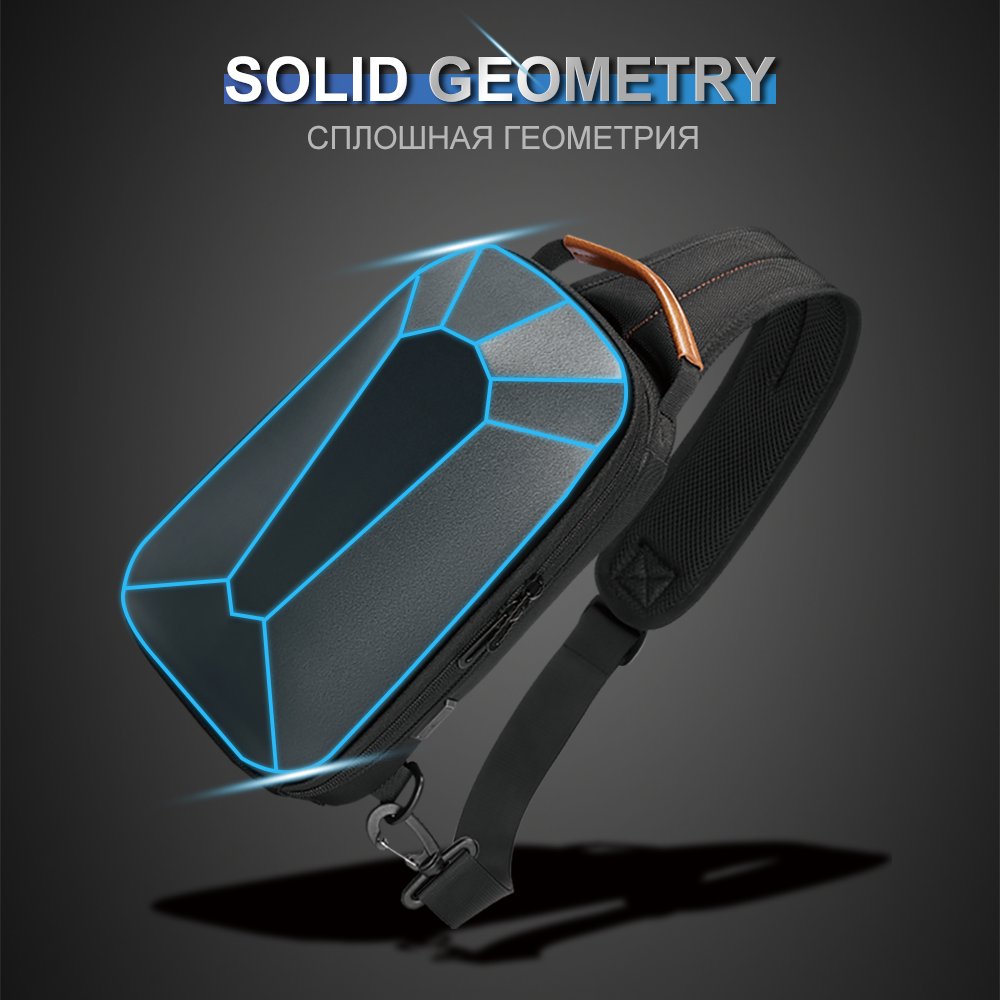 Hard Shell Sling Bag With USB Charging Anti-theft Waterproof 9.7 Inch