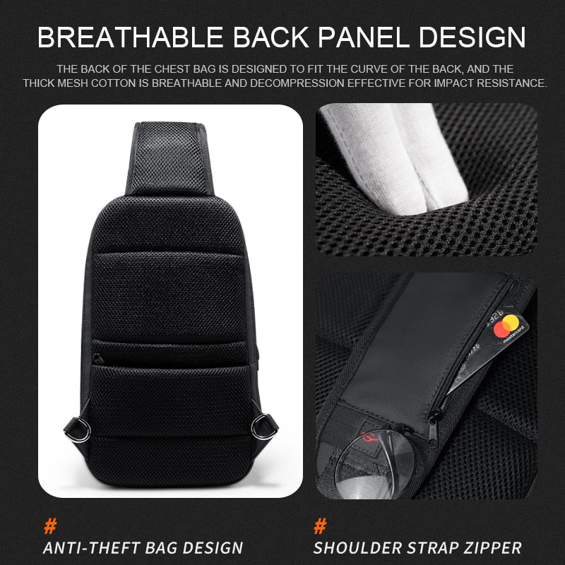 Sling Crossbody Bag for Men TSA Lock Anti-Theft Large Capacity Shoulder Bag USB Charging Waterproof Crossbody Bag