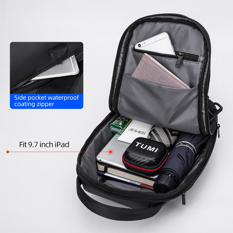 Sling Crossbody Bag for Men TSA Lock Anti-Theft Large Capacity Shoulder Bag USB Charging Waterproof Crossbody Bag