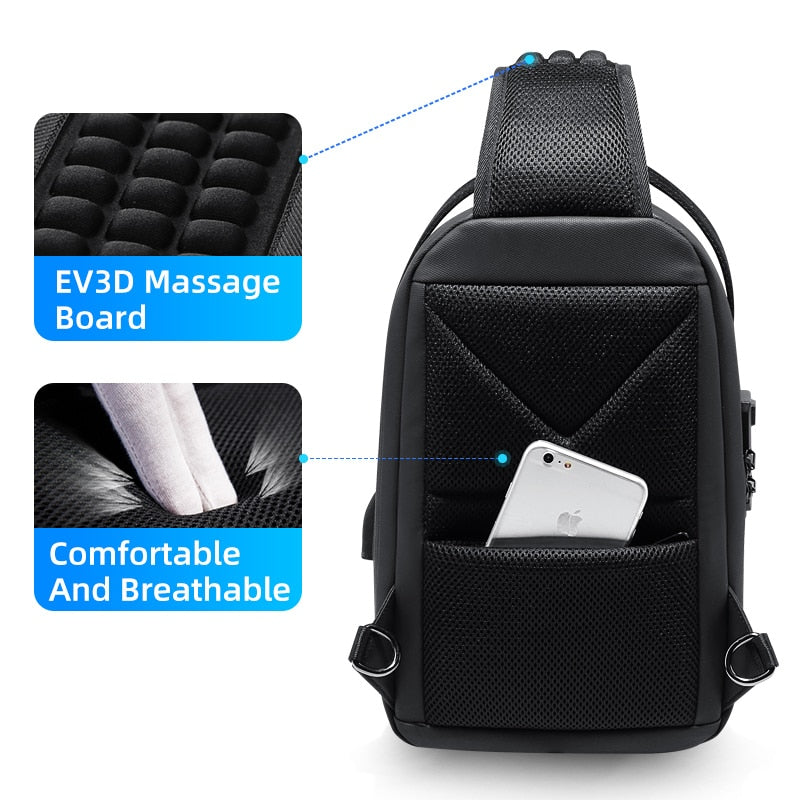 BOGO! 2-piece set Men's Hard Shell Anti-Theft Sling Bag  Combination Lock  Trendy Streetwear Versatile Design
