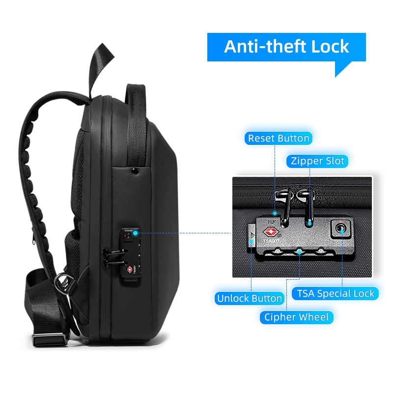 BOGO! 2-piece set Men's Hard Shell Anti-Theft Sling Bag  Combination Lock  Trendy Streetwear Versatile Design