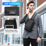 Sling Crossbody Bag For Men Waterproof Casual Chest Bag USB Charging Fit For 9.7 Inch iPad
