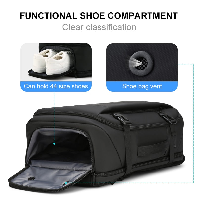 Backpack with Shoe Compartment for Men 33L Travel Laptop Backpack Multifunction Business