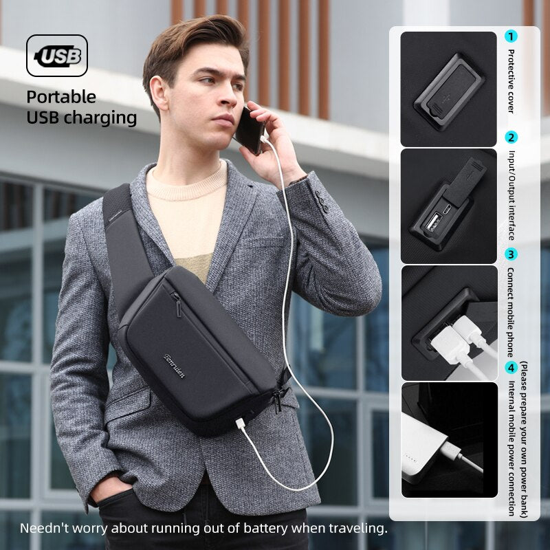 Sling Crossbody Bag Men Shoulder Bag Casual Messenger Bags Waterproof Male Waist Pack Short Travel Crossbody Bag