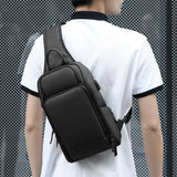 Sling Crossbody Bag USB Charging Crossbody Bags for Men Waterproof Short Trip Male Shoulder Bag