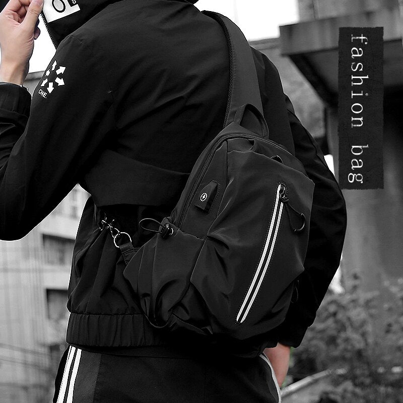 Sling Bag Crossbody Bag for Men Casual Water Repellent Male Shoulder Bag USB Charging Short Trip Travel Chest Pack