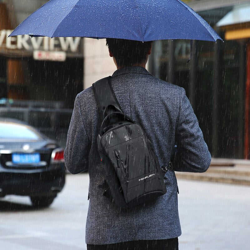 Sling Crossbody Bags Men USB Charging Chest Pack Short Trip Messengers Bag Shoulder Bag