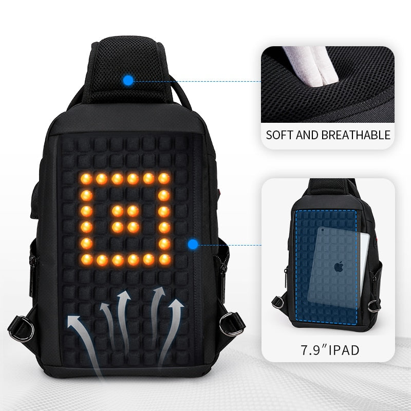 Sling Crossbody Bags Men USB Charging Chest Pack Short Trip Messengers Bag Shoulder Bag