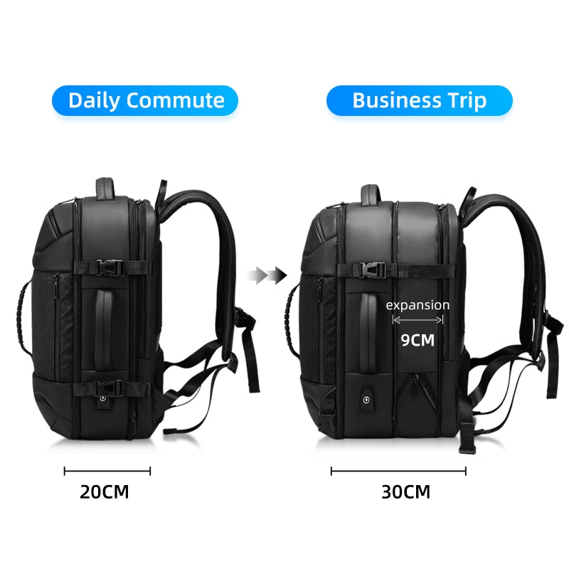 Carry-on Travel Backpack 39L Waterproof USB Charging Port Expandable