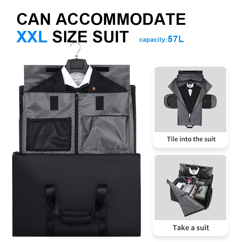 Duffle Bag with Shoe Compartment Travel for Men 57L Large Capacity Suit Luggage Bag