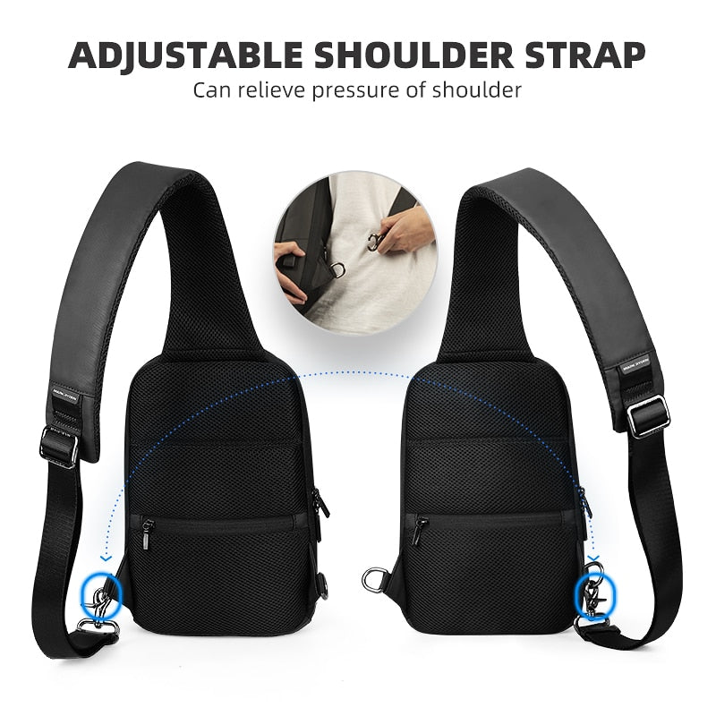 Sling Crossbody Bag TSA Lock Crossbody Men Bags Waterproof USB Charging Shoulder Pack Short Trip Messenger Bag