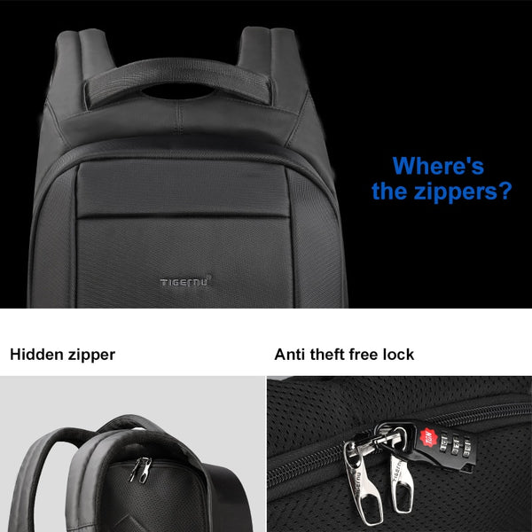 15.6 inch modernistic side zipper pocket anti-theft laptop backpack 20L RFID, 15" Sleeve the Aegis Fortress oscaurt Anti Theft Backpack 15.6