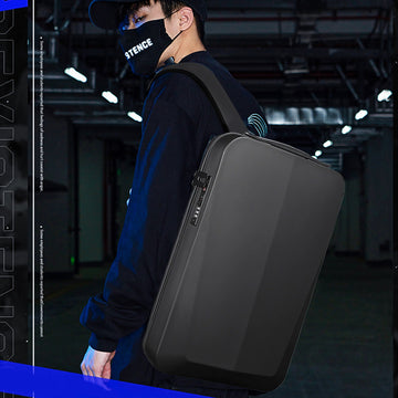 Hard Shell Backpack with Lock Anti-theft 15.6inch Waterproof Backpack Carbon Fiber USB Charging