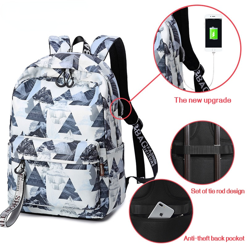 Doodle School Backpack for Girls Waterproof Oxford Teenagers Schoolbag