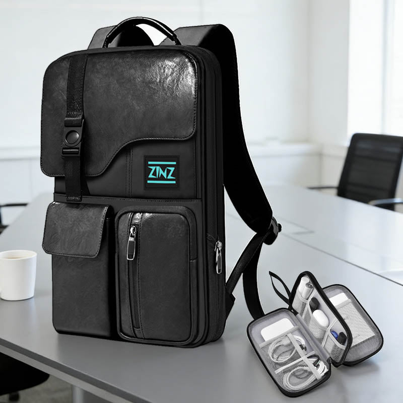Men's EVA Semi-Hard Shell Laptop Backpack – USB-C Charging Port, Water-Repellent, Shockproof Compartment, Reflective