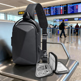 BOGO! 2-piece set Men's Hard Shell Anti-Theft Sling Bag  Combination Lock  Trendy Streetwear Versatile Design
