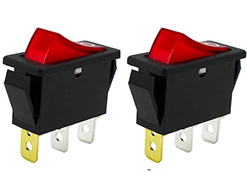 ZINMARK（Pack of 2 ）120927-24 120 Volt 3 Prong Plug On/Off Rocker Switch Lighted fits Electric Fireplaces FMI Desa 29-159-1 Heater Switch 28785