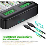 Hseok LCD Universal Battery Charger - 8 Bay AA AAA C D Battery Charger for Rechargeable Batteries Ni-MH AA AAA C D Batteries with 2A USB Port, Type C Input, Fast AA AAA Battery Charger