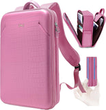 ZINZ Protective Laptop Backpack, Expandable Computer Bag Rucksack with Hard Leather Cover & 3 Compartments for 15 15.6 16 inch Notebooks, Ergonomic Shoulder Strap，B01K01