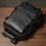 NUKA Men Top Grain Leather Backpack 15 Inch Laptop Bag For Daily Commute Travel Outdoor Hiking Genuine Leather Durable Rucksack